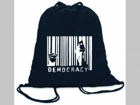 Democracy ľahké sťahovacie vrecko ( batôžtek / vak ) s čiernou šnúrkou, 100% bavlna 100 g/m2, rozmery cca. 37 x 41 cm